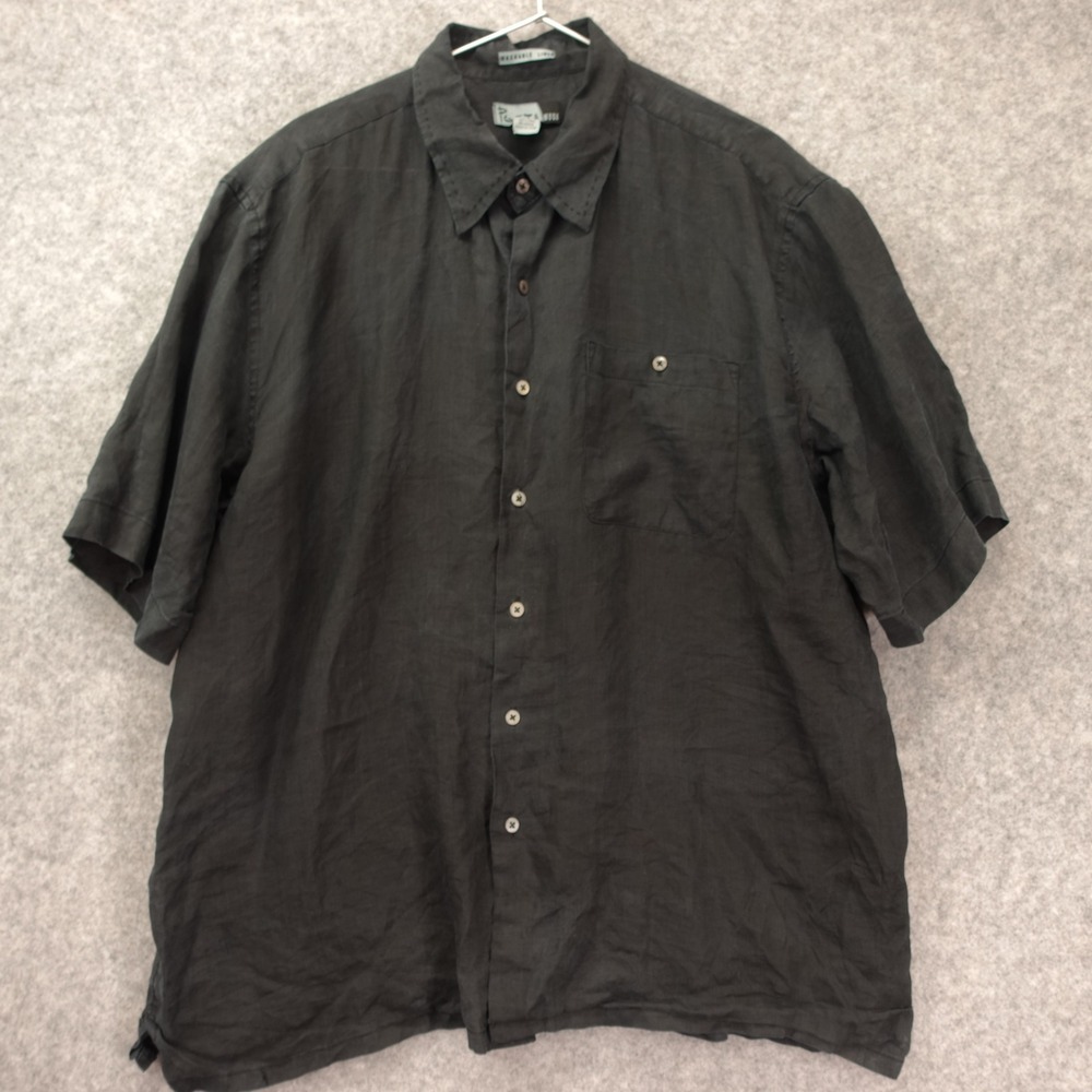 Black Linen Shirt POETA MODA Men XXL Summer resort Coastal Vacation Cruise Beach